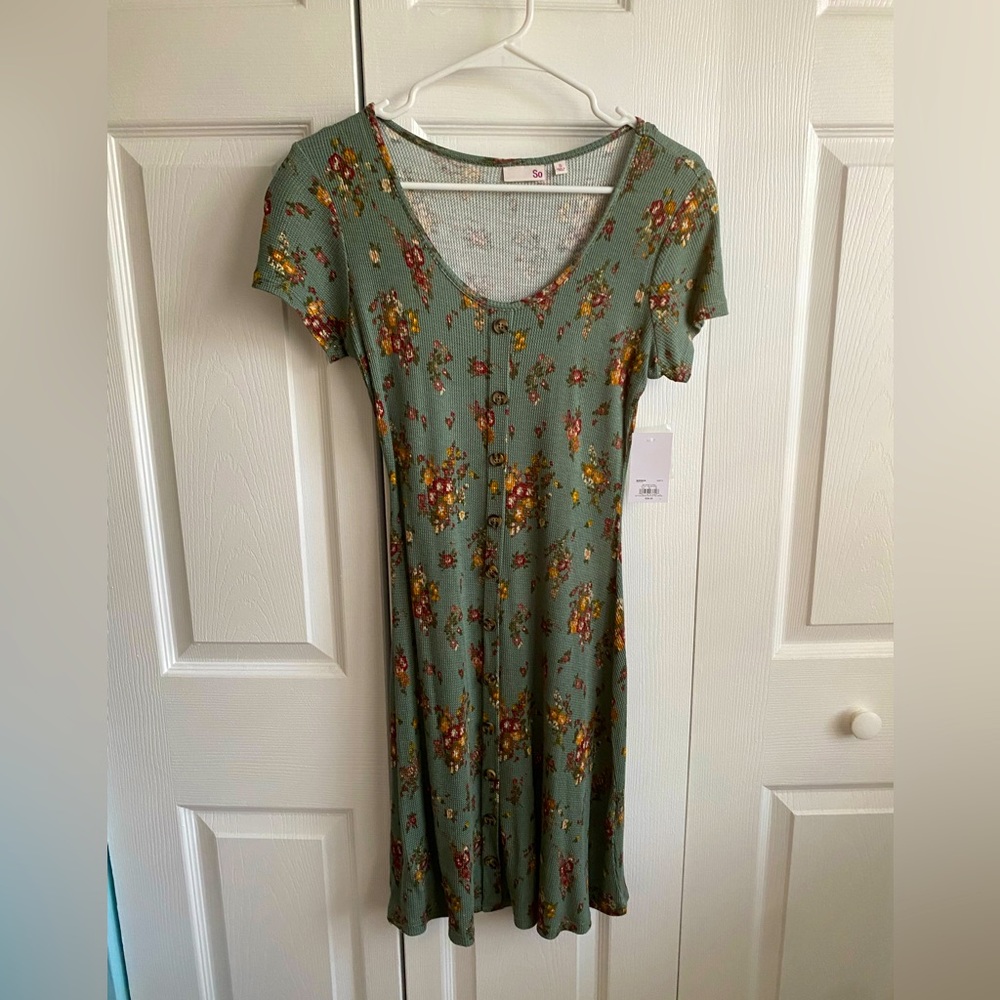 NWT SO button down waffle knit tee dress mini dress from Kohls